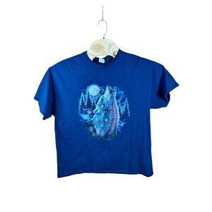 American Flag Wolfe Gildan XL Navy Blue T Shirt